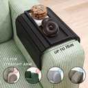 Sofa Arm Tray,Bamboo Folding Couch Arm Tray,Sofa Armrest Trays with Anti-Slip Pad for Drinks,Snacks,Phone,Remote ControlBlack
