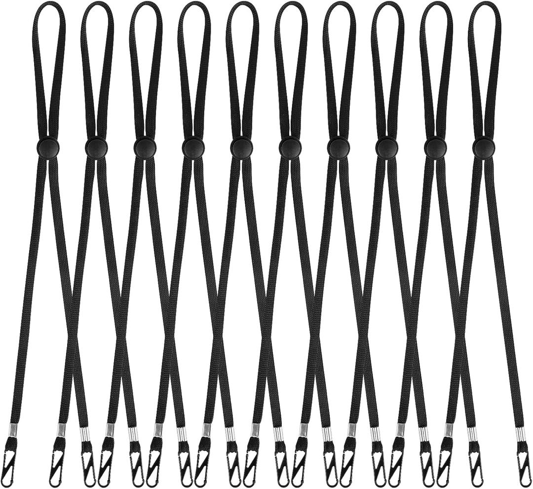 10 Pcs Removable Chin Cord Windproof Hat Strap Clips Anti-Lost Cap Strap Clips for Golfing Boating Fishing Hat Outdoor (Black)