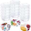 15 Pcs 3 Compartment Snack Containers with Lids Reusable 6 oz Mini Snack Pack Containers for Sauce, Dips, Salad Dressing, Takeout, Microwavable, Leak-proof