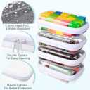 Sanwuta 6 Pcs Clear Hard Zipper Case Plastic Zipper Pouches Transparent Makeup Bag Pencil Case Pouches Toiletry Diaper Bag for Travel Toy Storage Organizer Bins(White,5 x 3 x 2 Inch)