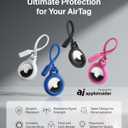 Belkin Apple Airtag Secure Holder With Strap - Apple Air Tag Keychain - Airtag Holder With Strap For Key Ring - Airtag Keychain Accessories - Scratch Resistant Airtag Case With Raised Edges - White