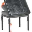 Adjustable Ottoman Pouf, 4 Height Position & 60 Degree Tilt Angle Synthetic Leather Ottomans Foot Stools Stool Pouffe FootStool Under Desk for Living Room Home Office(Black Synthetic Leather)