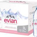 evian Natural Spring Water (One Case of 12 Individual Bottles, Each Bottle is 1 Liter) Naturally Filtered Spring Water in Large Bottles, Best By: 10/25/2026