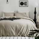 JELLYMONI Cotton Duvet Cover Queen Size - 100% Washed Cotton Comforter Cover, 3 Pieces Breathable Soft Bedding Set with Zipper Closure (Linen Grey, Queen 90"x90")