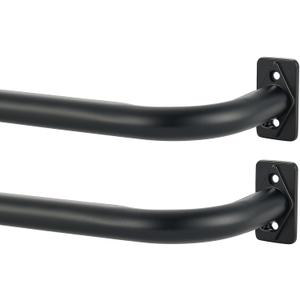 Matte Black Curtain Rods 2 Pack, 28-48 Inch, Adjustable, Heavy Duty Iron, Wall Mounted, Room Darkening