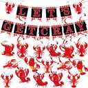 35 Pcs Crawfish Boil Party Supplies Let's Get Cray Banner for Crab Boil Party Supplies, Lobster Decorations Banner Lobster Hanging Swirls Decor for Cray Festival Holiday Celebrating Event