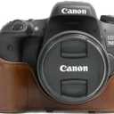 Megagear MG1185 Canon EOS Rebel T6s, 8000D (18-55mm) Ever Ready Leather Camera Case and Strap - Dark Brown