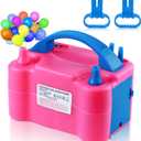 Balloon Pump Electric, Electric Air Pump Replace Manual Balloon Hand Pump, US Standard Plug Balloon Inflator Pump Electric with Dual Nozzles for Balloon Arch, Balloon Stand, Party Decorations (Pink)