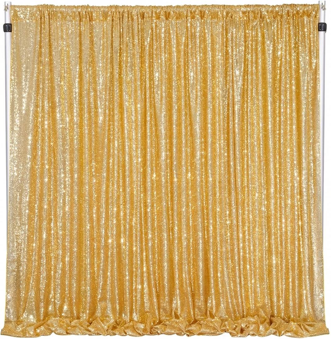 Gold Sequin Backdrop Backdrops Curtains 6ftx8ft Photo Panels Glitter Panels | Shimmer Backdrop for Wedding Decoration Photography Party Stage Decor