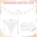 Tegeme 7.8 ft Wedding Pearl Fabric Banner Party Triangle Pennant Banner for Garland Toddler Playroom Wall Decor Nursery Birthday Boho Wedding Party Event