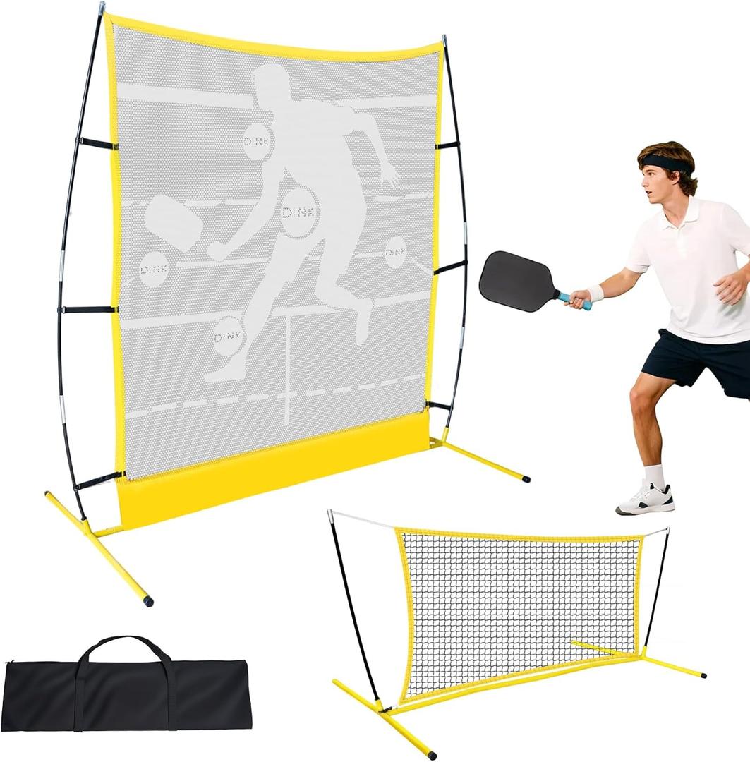 Pickleball Practice Rebounder Net: Pickleball Rebounder and 6FT Mini Pickle Ball Net for Outdoor Driveway Backyard and Indoor Garage