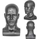 PVC Silver Grey Male Mannequin Head Display Head Stand Wig Display Head Model Men Manikin Head Dolls for Display Headset, Headphone, Game Console, Hats, Wigs Jewellery (Silver Grey) (L90-SG)