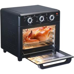 Panana Compact Airfryer Toaster Oven, 1400W 21QT with 6-in-1 Multifunctions and Wide Temperature Range, Air Fryer Oven with 60-Minute Timer/Auto-Off, Stainless Steel Countertop Oven (Black)
