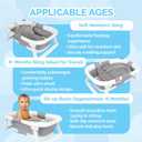 BEBELEH Collapsible Baby Bathtub with Thermometer Bathtub + Baby tub Sling + Newborn Sling Baby Bathtub Newborn to Toddler 0-24 Months The Ultimate Baby Bath Tub! (with Thermometer,Gray)