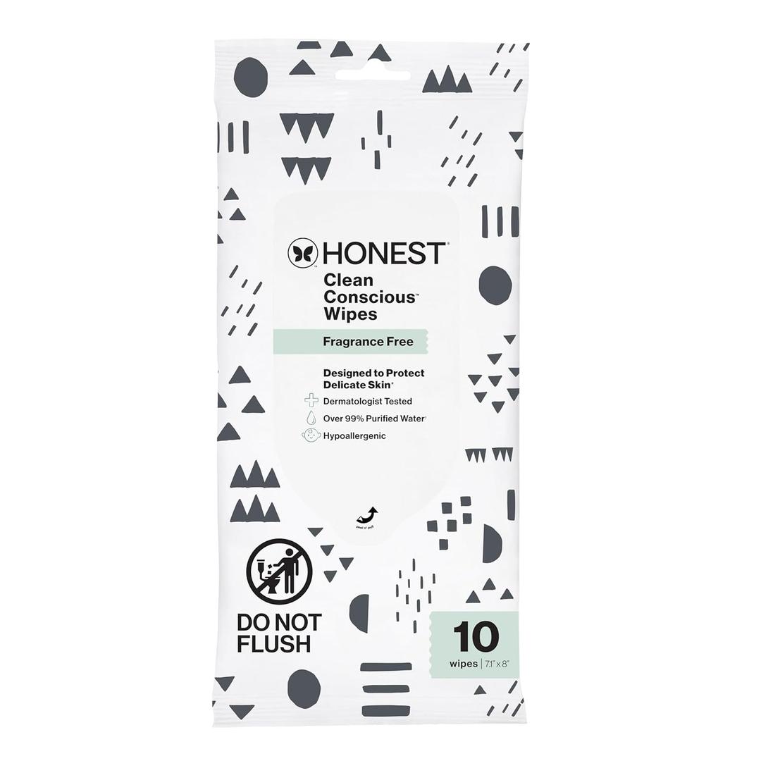 The Honest Company Hypoallergenic Multi-Use Baby Wipes for Sensitive Baby Skin, Pattern Play, 10 Count