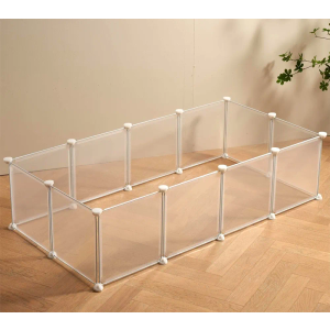 Transparent Clear Small Animal Playpen, Guinea Pig Cages, Puppy Dog Playpen, Pet Playpen, Rabbit Bunny Indoor Fence Pen Enclosure, White Clear Plastic Playpen,12X12 Inch, 12 Panels