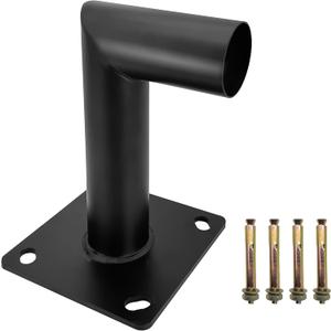 90-Degree Wall Mount Bracket - L-Shape Steel Adapter for 2 3/8 inch Slip Fit Lights & LED Shoebox Street Pole Light , Black Metal, Includes 4 Anchor Bolts