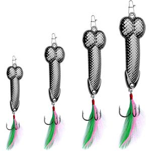 Fishing Lures Gag Gift for Men, White Elephant Gift Father's Day Angler Fishermen Metal Luminous Long Casting Sequin Spoons Lures for Bass (Gray)