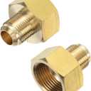 Brass Flare Tube Fitting Coupling Gas Adapter, 1/2" Male Flare x 3/4 Inch Female SAE Thread Pipe Connector Fit for air Conditioning HVAC Automotive Grills (2Pcs, Gold)