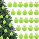 24 Pcs Christmas Balls Ornament 2.5 Inch Hanging Xmas Balls Built in Lime Green Badminton for Xmas Tree Decorations Home Indoor Outdoor Holiday Party Decor