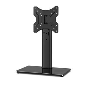 Rfiver Universal Swivel Tabletop TV Stand for Flat Screens 23 24 26 32 39 40 42 43 Inch, Heavy Duty Center Pedestal Stand Replacement with Black Tempered Glass Base and Height Adjustable Mount