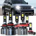 XG Glitter Lights Fit For Jeep Grand Cherokee 2014 2015 2016, 9005 High Beam H11 Low Beam H11 Fog Light Bulbs, High Power 6500K White Light, Pack of 6