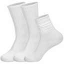 Quilax 3 Pairs Scrunch Crew Socks, White Slouchy Socks for Women, 2 Ways to Wear, Stylish and Simple Slouch Sock(White, White)