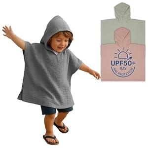Hooded Towels for Kids - Patented Rayguard Technology UPF 50+ Protection | Poncho is Essential for Enjoying a Sunny Day in Comfort and with a Plus Care for Your Lovelies (Grey, 12-24 Months)