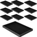 Quelay 10 Pcs Velvet Stackable Jewelry Tray Showcase Display, Jewelry Organizer Tray Bracelet Ring Earring Necklace Organizer Empty Plate for Drawers Countertop (Black)