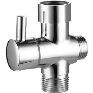 Metal T-adapter with Shut-off T Valve, 7/8 or 15/16 and G1/2 3-way Water Tee Connector,for Handheld Toilet Bidet Spray Bathroom,Chrome, DSF006
