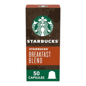 Starbucks by Nespresso Original Line Medium Roast Breakfast Blend Coffee, 50-count Espresso Pods (EXP 03/18/27)