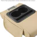 Car Armrest Storage Box,Car Accessories Console Organizers and Storage,Universal Waterproof Leather Console Cover with Cup Holder and Phone Holder,Suitable for Most Cars (Normal, Beige)