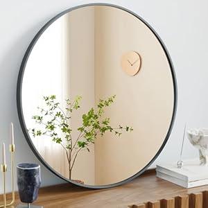 Sweetcrispy Black Round Wall Mirror 20 Inch, Bathroom Mirrors for Over Sink, Wall Decor for Bathroom, Entryway, Bedroom, Vanity