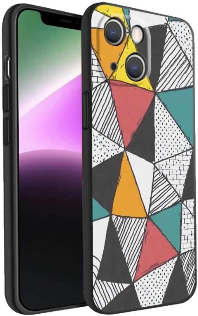 ADJAN Phone Case Designed for iPhone 14 Plus, Soft Silicone Hand Drawn Trianlges Case for Women, Girls, Boys for iPhone 14 Plus