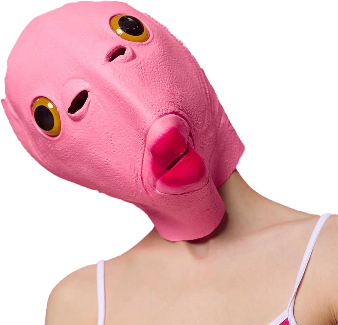 Pink Fish Mask Funny Latex Full Head Realistic Masks Fancy Dress for Halloween Carnival Costume Party