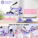 WHUBEFY Heat Press,8 in 1 Tshirt Printing Machine 15"x12" Digital Industrial Heat Transfer Machine,Sublimation Heat Press Machine for T Shirts/Mug/Cap/Plate/DIY (8 in 1 Heat Press(Purple))