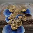 edaknez Metal Wall Art for Living Room, Extra Large Metal Wall Decor, 3D Modern Leaves Wall Decoration, Lotus Flower Wall Hanging Sculpture, for Indoor Outdoor, Blue & Gold (A 130x66x6cm)