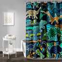 AILONEN Boys Dinosaur Shower Curtain 72" W*72" H for Bathroom,Cartoon Dinosaur Bathroom Shower for Kids Boys,Retro Blue Dinosaur Print Bath Curtain Polyester Waterproof Bathroom Curtain with 12 Hooks