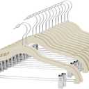 Cozymood Velvet Skirt Hangers 36 Packs Ultra Thin Hangers with Clips Non Slip Velvet Pant Hanger Space Saving Clothes Hanger with Clips for Pants, Skirts, Jeans, Shorts (Beige)