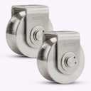 2Pack Pulley Block U 304 Stainless Steel Pulley Roller, 2 Inch Heavy Duty Duplex Bearing Silent Grooved Wheel Loading 880lb/400Kg for Material Handling and Moving