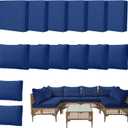 10pcs Outdoor Patio Cushion Covers Replacement, 25.6" Zippered Outdoor Cushion Covers Waterproof, UV Resistant & Washable Patio Furniture Cushion Covers Waterproof for Patio Sectional, Navy Blue