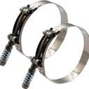 4" Heavy Duty T Bolt Hose Clamp Stainless Steel - Spring Loaded 108mm - 116mm for 4" I.D. Hose with 3mm - 6mm Wall Thickness, Auto-adjusting maintain Constant Tension (108mm - 116mm, 2 Pack)