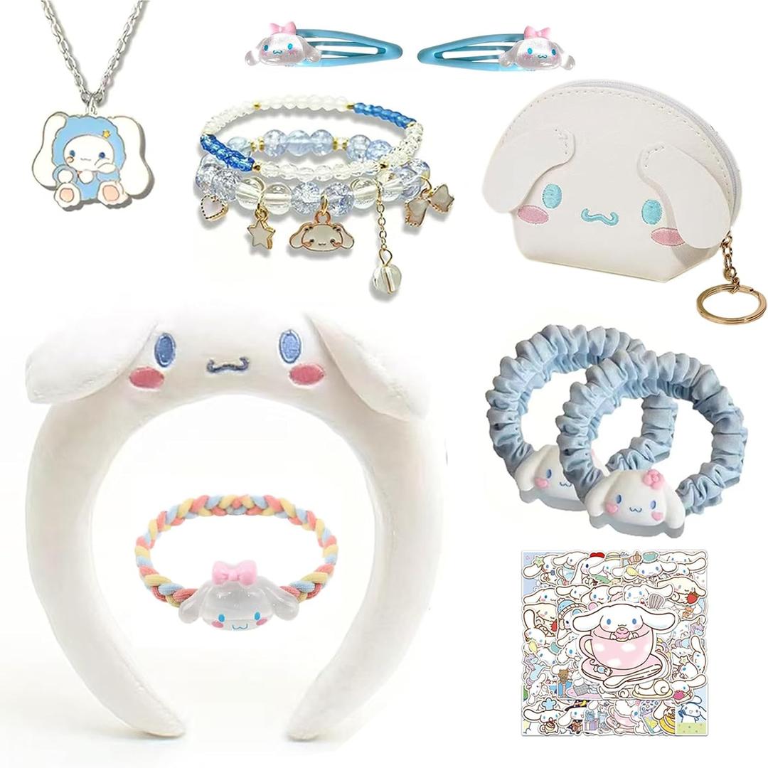 Kawaii Accessories Gift Set Include Cute Headband, Hair Band, Hair Ties,Hair Clips, Purse Stickers Necklace Bracelet (Blue)