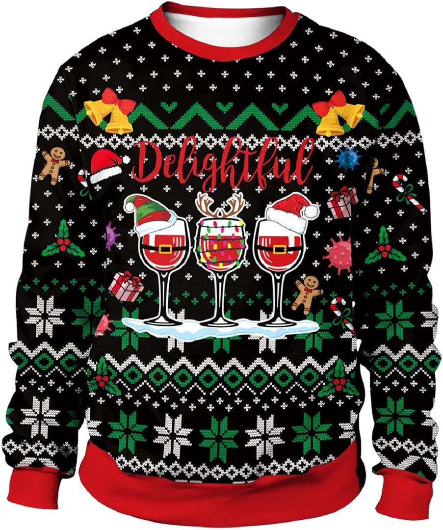 Colorful House Unisex's Ugly Christmas Jumper Sweater Printed Pullover,3D Funny Digital Print Sweatshirt Suit for Men Woman (Medium)