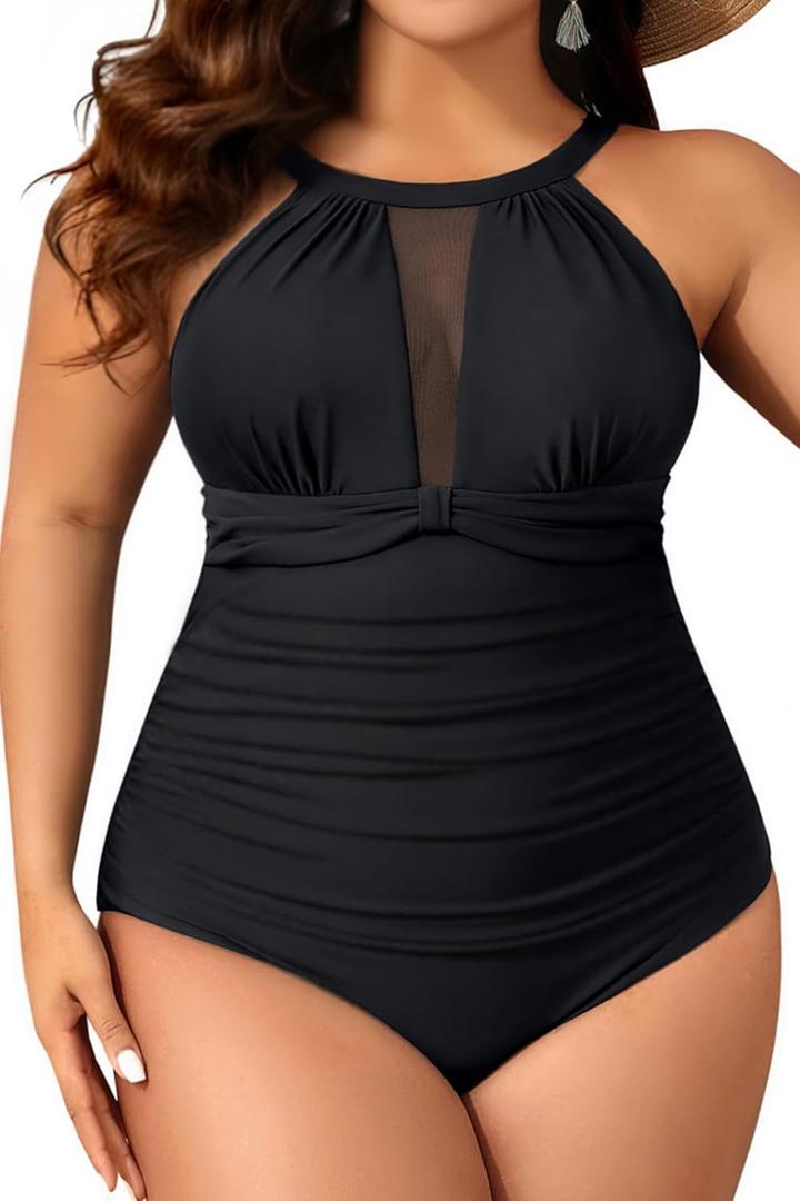 Aqua Eve Plus Size Swimsuit Women One Piece Swimsuit Tummy Control High Neck Bathing Suit Ruched Swimwear 20W Aqua Eve Plus Size Swimsuit Women One Piece Swimsuit Tummy Control High Neck Bathing Suit Ruched Swimwear 20W
