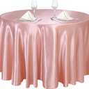 Ruisita 120 Inches Round Satin Tablecloths Rose Gold Overlay Round Satin Table Cover Bright Silk Tablecloth Smooth Fabric Tablecloth for Wedding Banquet Table Decoration