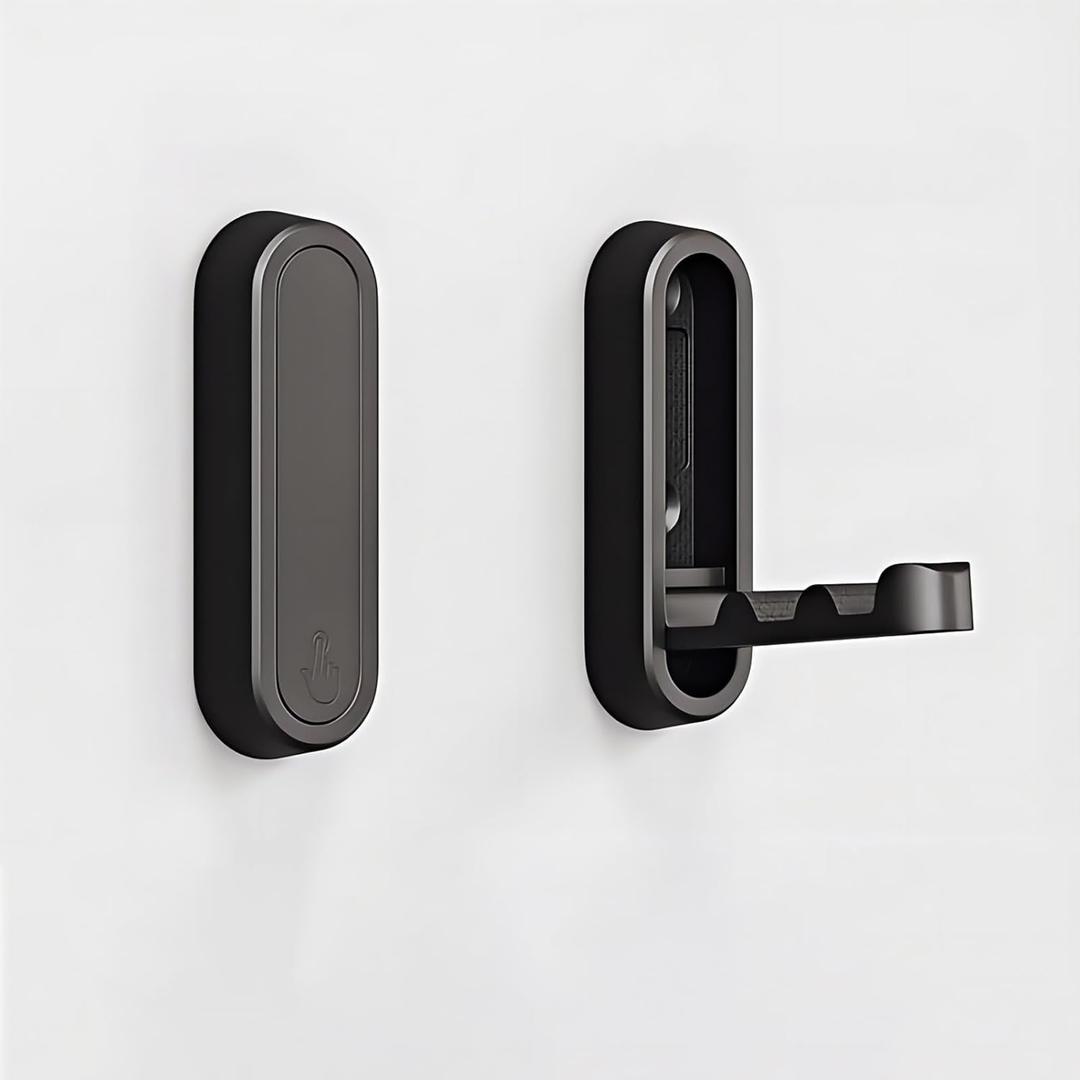 Matte Black Foldable Towel Hooks for Bathroom 2 Pack,Wall Hooks for Hanging Heavy Duty Coat Robe Purse Hooks, Foldable Hooks Storage Solution for Bathroom,Closet,Entryway,Pool (2, Matte Black)