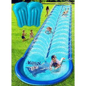 Slip and Water Slide for Kids and Adults Backyard with Extra-Large Inflatable Guard Rails and Dual Way Water Sprayers,Heavy Duty and Extra Long Design with Two Inflatable Bodyboards