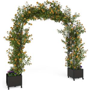 Span 70.9 in Garden Arch Trellis for Climbing Plants, Metal Wedding Arch Flowers Frame Backdrop Stand,Balloon Decor Garden Arch Arbor for Wedding Garden Party Plant Support FlowerRaised Planter Box (Span 1.8)