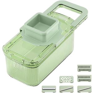 Shredders with Clear Container, Multifunctional Manual Food Grater, Detachable Kitchen Slicing Tool A